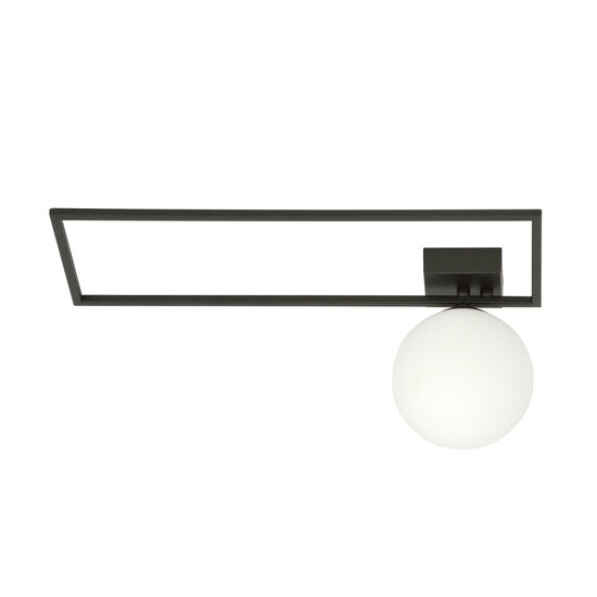 Emibig Emibig Lámpara de techo de diseño Herning negra con bola de vidrio opal blanco E14 - Ideal para interiores modernos