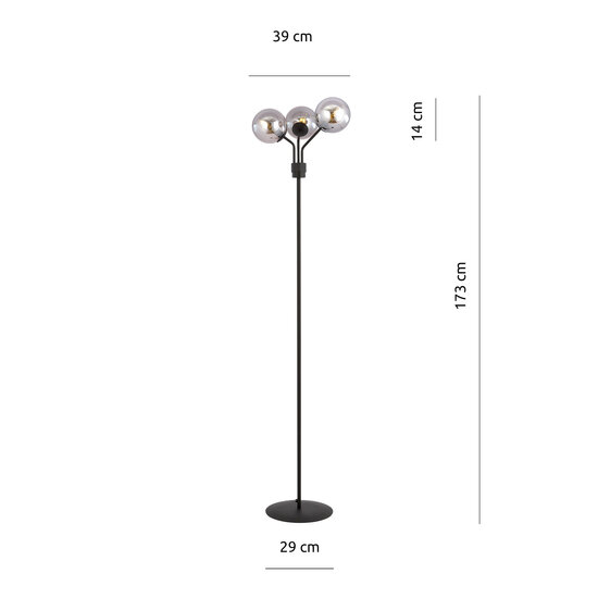Emibig Emibig Lampe sur pied Kolding noire avec boules en verre fumé E14 - Ambiance parfaite pour tout intérieur