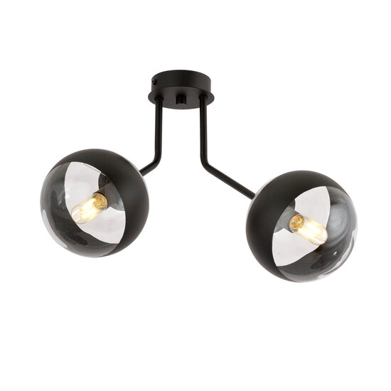 Emibig Emibig Kolding black striped ceiling lamp with 2 glass bulbs for E14 lamp - Stylish lighting for any room