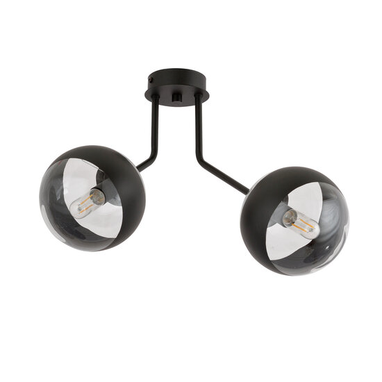 Emibig Emibig Kolding schwarz gestreifte Deckenleuchte mit 2 Glaskolben für E14-Lampe - Stilvolle Beleuchtung für jeden Raum