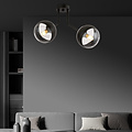 Emibig Emibig Kolding zwart gestreepte plafondlamp met 2 glazen bollen voor E14 lamp - Perfecte verlichting voor elke ruimte