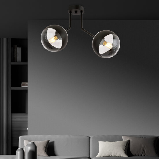 Emibig Emibig Kolding black striped ceiling lamp with 2 glass bulbs for E14 lamp - Stylish lighting for any room