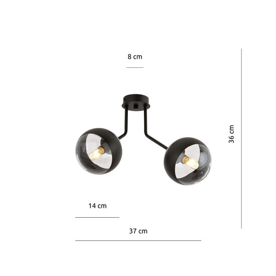 Emibig Emibig Kolding schwarz gestreifte Deckenleuchte mit 2 Glaskolben für E14-Lampe - Stilvolle Beleuchtung für jeden Raum