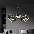 Emibig Emibig Kolding suspension 5 lampes à boules en verre E14 rayées noires - Éclairage idéal pour votre salon
