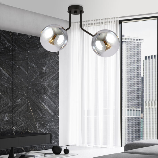 Emibig Emibig Kolding Deckenleuchte mit 2 rauchfarbenen Glühbirnen für E14-Lampe - Ideale Beleuchtungslösung für moderne Innenräume