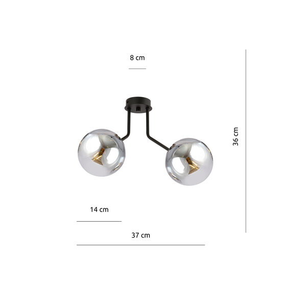 Emibig Emibig Kolding plafondlamp met 2 gerookte bollen voor E14 lamp - Perfecte sfeerverlichting voor elk interieur