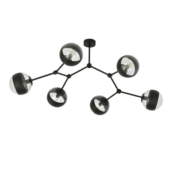 Emibig Emibig Viborg speciale takvormige hanglamp met 6 gestreepte bollen E14 - Perfect voor sfeervolle verlichting in elke ruimte