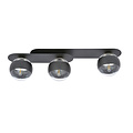Emibig Emibig Randers elegante zwarte triple ovalen plafondlamp met 3 gestreepte glazen bollen E14 - Perfect voor een moderne uitstraling in uw interieur