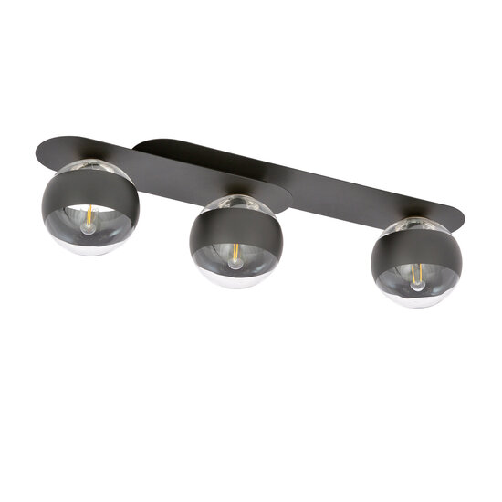 Emibig Emibig Randers elegant black triple oval ceiling lamp with 3 striped glass bulbs E14 - Ideal for modern interior lighting