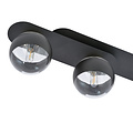 Emibig Emibig Randers élégante lampe de plafond ovale noire triple avec 3 ampoules en verre rayées E14 - Idéale pour un éclairage moderne
