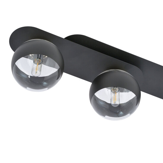 Emibig Emibig Randers elegante lámpara de techo ovalada negra triple con 3 bombillas de vidrio rayadas E14 - Ideal para una iluminación moderna