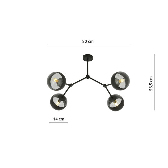 Emibig Emibig Viborg speciale hanglamp met 4 takken en gestreepte bollen E14 - Perfect voor sfeervolle verlichting in uw woonkamer