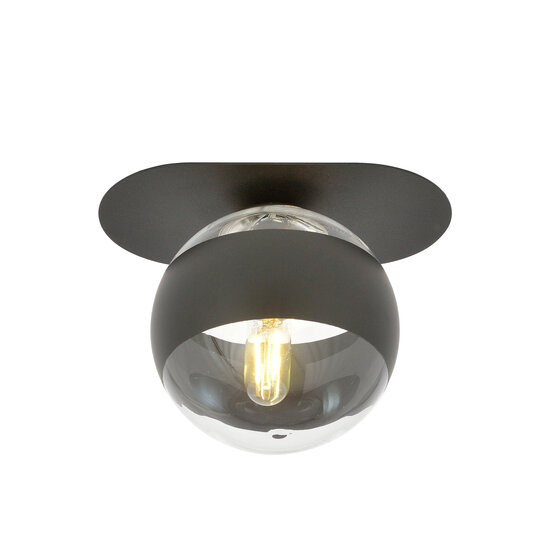Emibig Emibig Randers élégante lampe de plafond ovale noire avec boule en verre rayée E14 - Parfaite pour un éclairage stylé dans n'importe quelle pièce