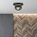Emibig Emibig Randers elegante lámpara de techo ovalada negra con bola de vidrio rayada E14 - Perfecta para una iluminación elegante en cualquier habitación