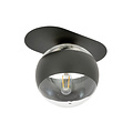 Emibig Emibig Randers elegante zwarte ovale plafondlamp met gestreepte glazen bol E14 - Perfect voor stijlvolle verlichting in elke ruimte