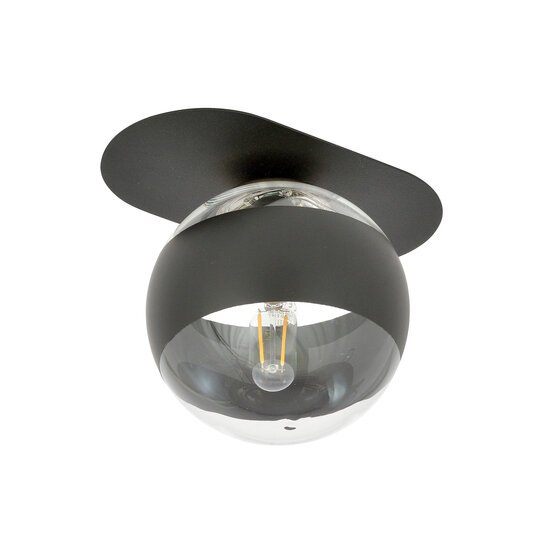 Emibig Emibig Randers elegant black oval ceiling lamp with striped glass ball E14 - Perfect for stylish lighting in any room