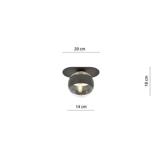 Emibig Emibig Randers elegant black oval ceiling lamp with striped glass ball E14 - Perfect for stylish lighting in any room