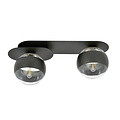Emibig Emibig Randers elegante schwarze doppelte ovale Deckenleuchte mit 2 gestreiften Glasbirnen E14 - Perfekte Beleuchtung für jeden Raum