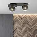 Emibig Emibig Randers elegant black double oval ceiling lamp with 2 striped glass bulbs E14 - Ideal lighting for any space