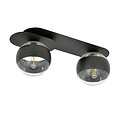 Emibig Emibig Randers elegante zwarte dubbele ovalen plafondlamp met 2 gestreepte glazen bollen E14 - Perfecte verlichting voor elke ruimte