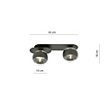 Emibig Emibig Randers elegante lámpara de techo ovalada negra doble con 2 bombillas de vidrio a rayas E14 - Iluminación ideal para cualquier espacio