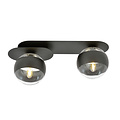 Emibig Emibig Randers elegant black double oval ceiling lamp with 2 striped glass bulbs E14 - Ideal lighting for any space