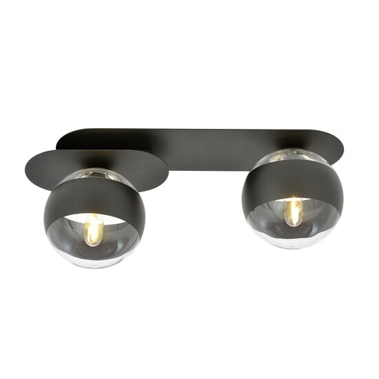 Emibig Emibig Randers elegant black double oval ceiling lamp with 2 striped glass bulbs E14 - Ideal lighting for any space