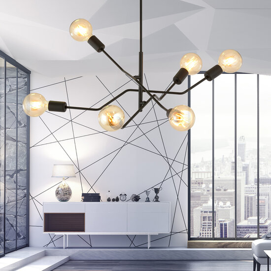 Emibig Emibig Vejle impressive pendant lamp 6x E27 completely black - Perfect for modern interiors