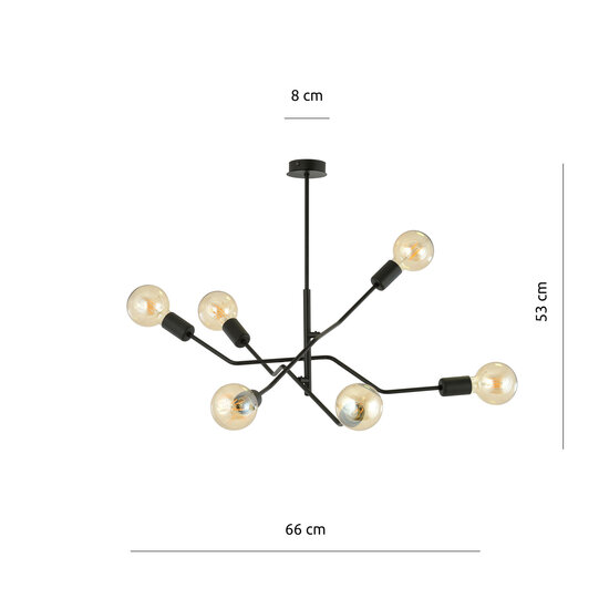 Emibig Emibig Vejle impressive pendant lamp 6x E27 completely black - Perfect for modern interiors
