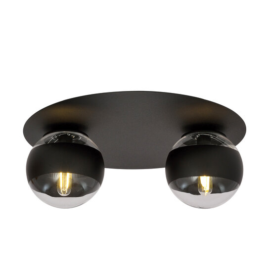 Emibig Emibig Esbjerg jolie lampe de plafond noire double avec 2 ampoules rayées E14 - Éclairage parfait pour chaque espace
