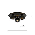 Emibig Emibig Esbjerg leuke zwarte triple plafondlamp met 3 gestreepte bollen E14 - Perfect voor sfeervolle verlichting in elke ruimte