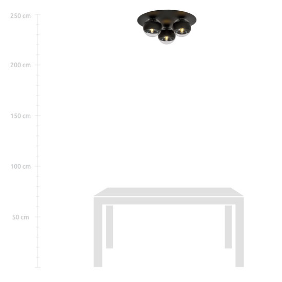 Emibig Emibig Esbjerg jolie lampe de plafond triple noire avec 3 ampoules rayées E14 - Idéale pour créer une ambiance chaleureuse dans n'importe quelle pièce