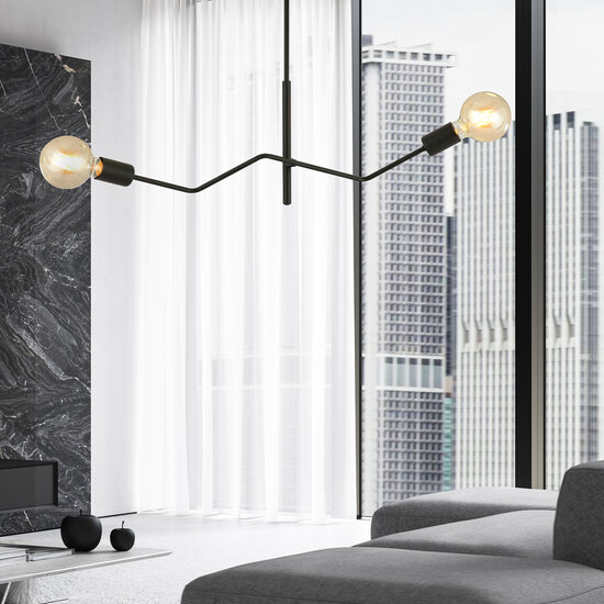 Emibig Emibig Vejle volledig zwarte hanglamp met 2x E27 - Perfect voor een moderne sfeer