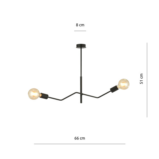 Emibig Emibig Vejle completely black hanging lamp with 2x E27 - Ideal for modern ambiance