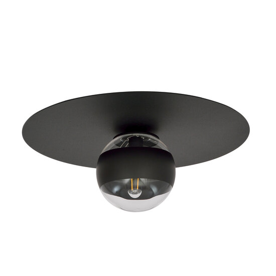 Emibig Emibig Lámpara de techo negra Esbjerg con bombilla de vidrio rayado E14 - Iluminación elegante para cualquier espacio