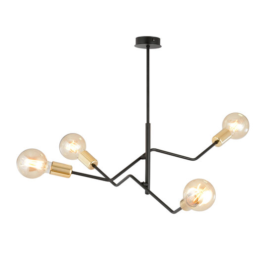 Emibig Emibig Odense 4 lamp hanging lamp black with gold 4x E27 - Perfect lighting for any space