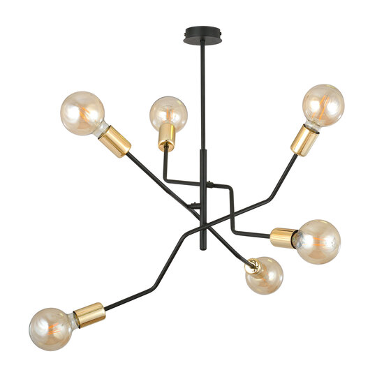 Emibig Emibig Odense pendant lamp 6 lamps E27 black and gold - Perfect lighting for any space