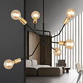 Emibig Emibig Odense pendellamp 6 lampen E27 zwart en goud - Perfecte verlichting voor elke ruimte