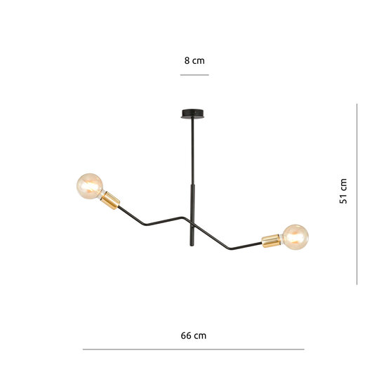 Emibig Emibig Odense hanglamp zwart met goud 2x E27 - Perfecte plafondverlichting voor elke ruimte