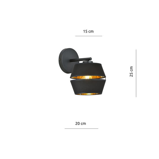 Emibig Emibig Schwarze Wandleuchte mit goldenem Innenleben 1x E27 - Schaffen Sie eine stilvolle Atmosphäre