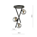 Emibig Emibig Lampe de plafond design noire avec tiges et 3 boules en verre fumé E14 - Idéale pour les intérieurs modernes