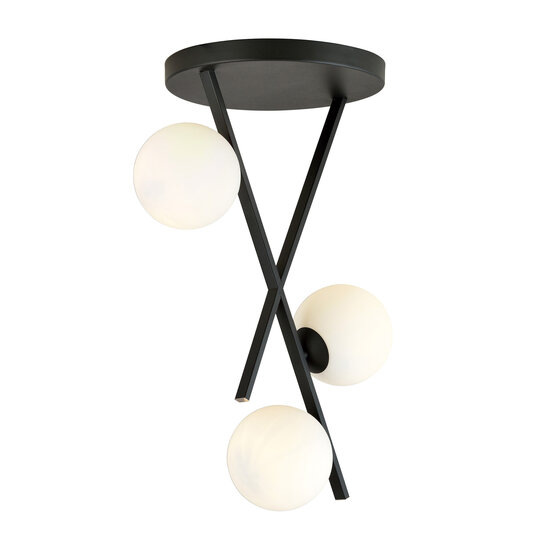 Emibig Emibig Lámpara de techo con varillas colgantes y 3 bolas de vidrio blanco lechoso E14 - Ideal para crear un ambiente acogedor en cualquier habitación