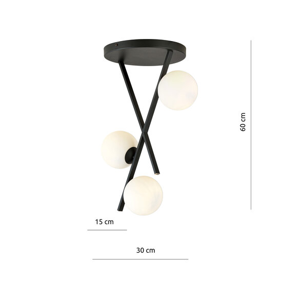 Emibig Emibig Lámpara de techo con varillas colgantes y 3 bolas de vidrio blanco lechoso E14 - Ideal para crear un ambiente acogedor en cualquier habitación