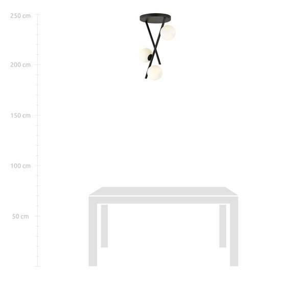 Emibig Emibig Lámpara de techo con varillas colgantes y 3 bolas de vidrio blanco lechoso E14 - Ideal para crear un ambiente acogedor en cualquier habitación