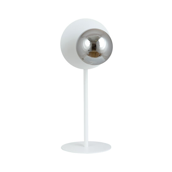Emibig Emibig Lámpara blanca para mesa auxiliar con bombilla de vidrio ahumado 1x E14 - Aporta estilo y ambiente a tu hogar