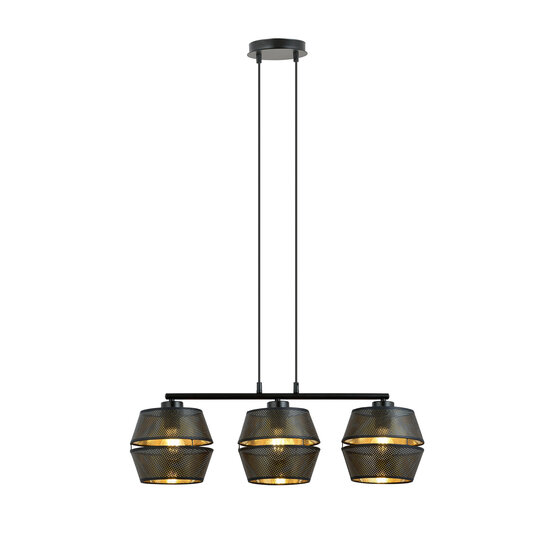 Emibig Emibig Lampe suspendue perforée entièrement noire 3x E27 avec intérieur doré - Idéale pour une ambiance élégante