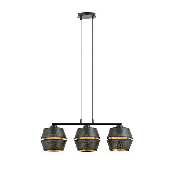 Emibig Emibig Komplett schwarze perforierte Pendelleuchte 3x E27 mit goldenem Innenleben - Ideal für eine stilvolle Atmosphäre