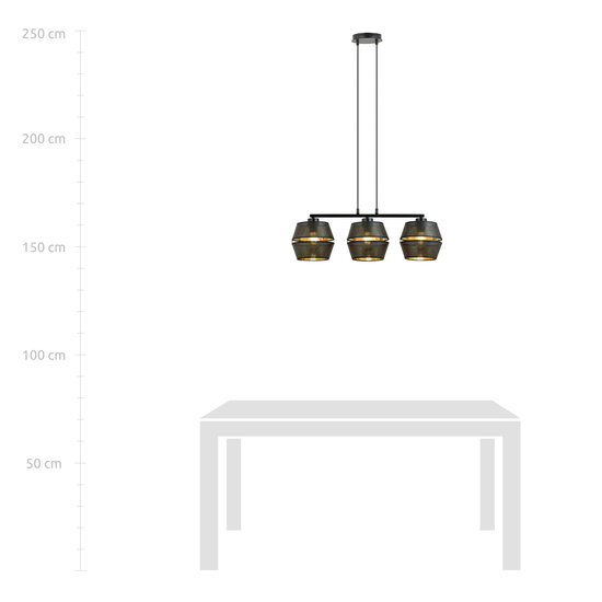 Emibig Emibig Lampe suspendue perforée entièrement noire 3x E27 avec intérieur doré - Idéale pour une ambiance élégante