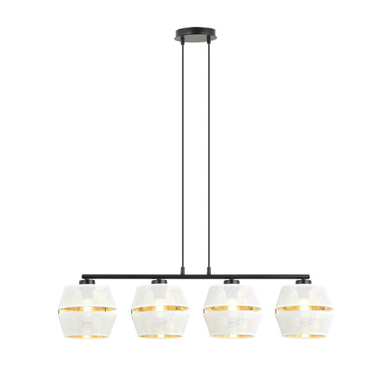 Emibig Emibig Lampe suspendue noire 4x E27 perforée blanche avec des capuchons dorés en métal - Éclairage parfait pour chaque espace