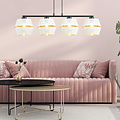 Emibig Emibig Zwarte pendellamp 4x E27 geperforeerd wit met gouden kappen metaal - Perfecte verlichting voor elke ruimte